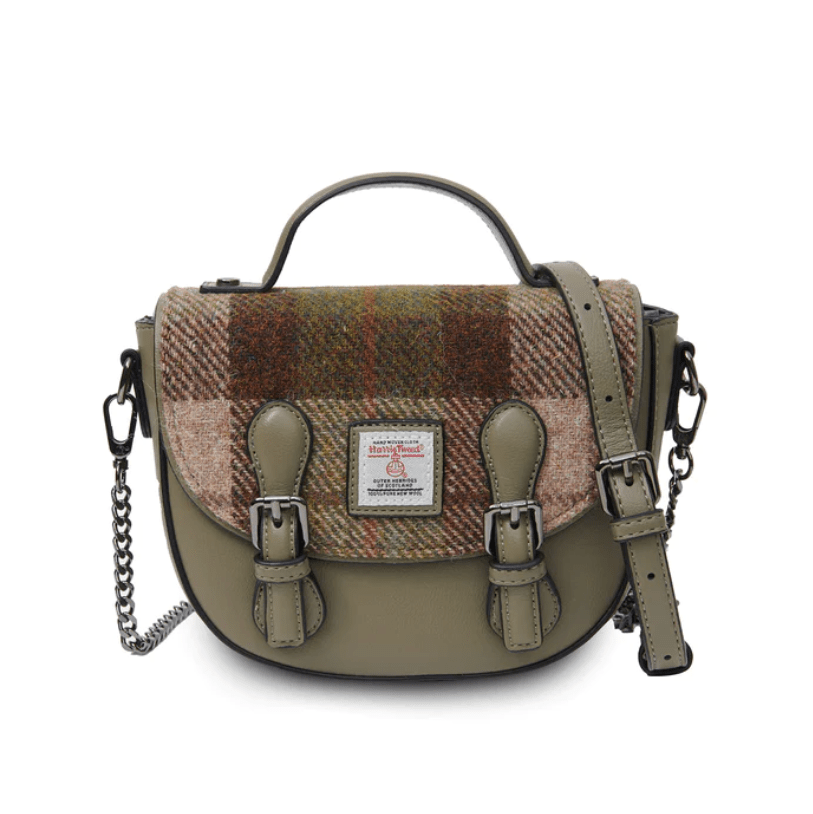 Islander Harris Tweed Mini Cobble Satchel 'Chestnut Tartan' - The Celtic Gift Store - Handbags