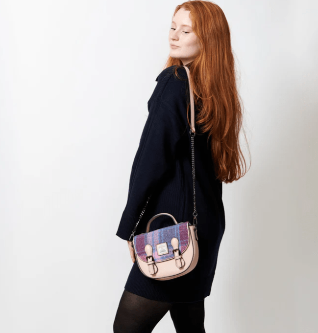 Islander Harris Tweed Mini Cobble Satchel 'Chestnut Tartan' - The Celtic Gift Store - Handbags