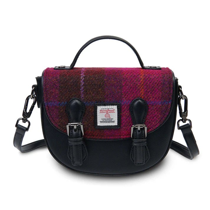 Islander Harris Tweed Mini Cobble Satchel 'Fuchsia Tartan' - The Celtic Gift Store - Handbags