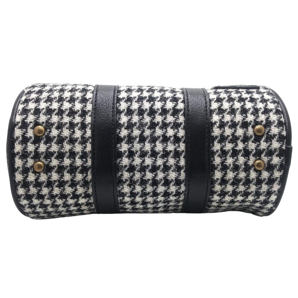 Islander Harris Tweed Mini Duffel Bag 'Black and White Dogtooth'