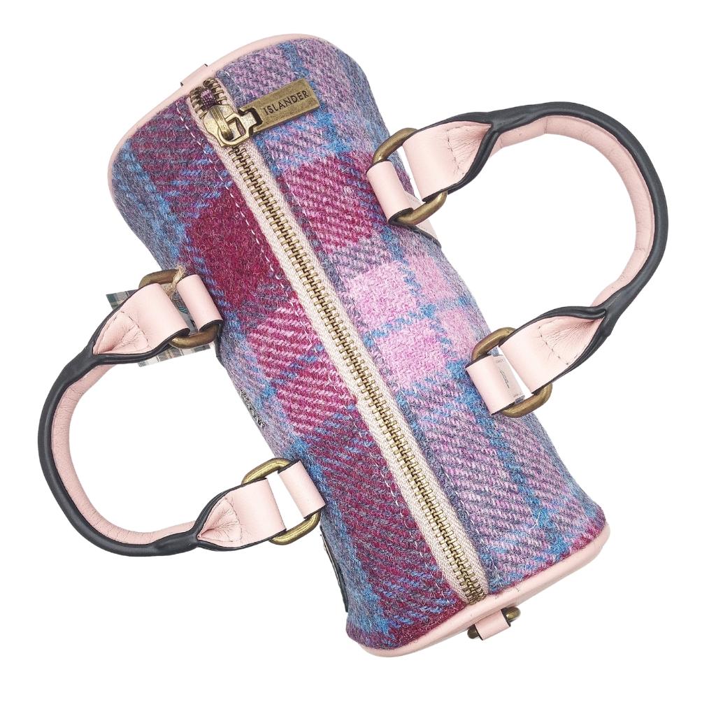 Islander Harris Tweed Mini Duffel Bag 'Pink and Blue Tartan'