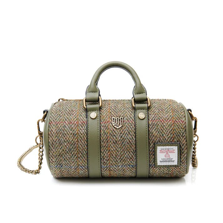 Islander Harris Tweed Mini Duffle Bag 'Chestnut Herringbone' - The Celtic Gift Store - Handbags