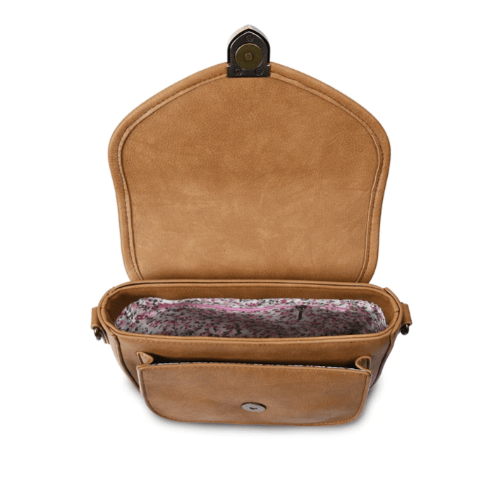 Islander Harris Tweed Mini Saddle Bag 'Chestnut and Blue Tartan' - The Celtic Gift Store - Handbags