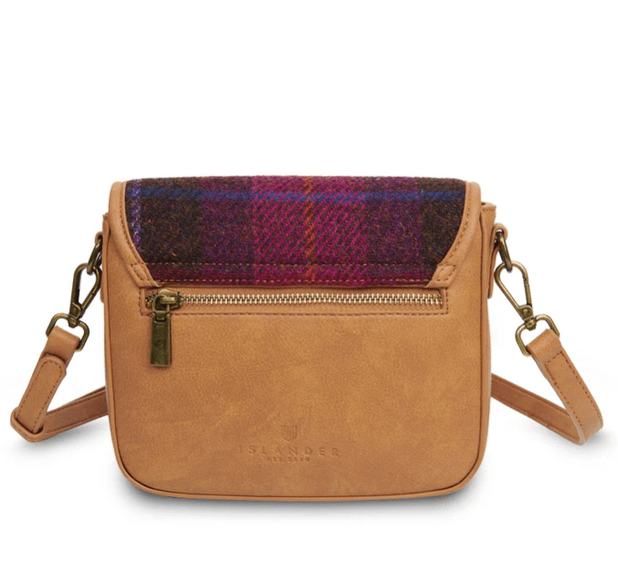 Islander Harris Tweed Mini Saddle Bag 'Chestnut and Blue Tartan' - The Celtic Gift Store - Handbags