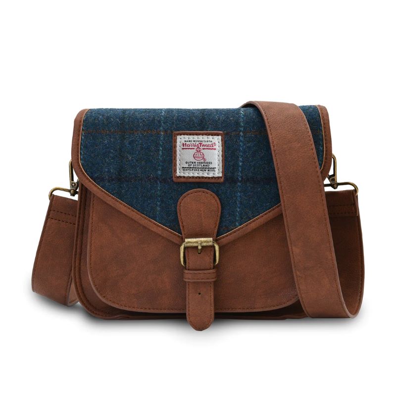 Islander Harris Tweed Saddle Bag 'Navy Over Check'