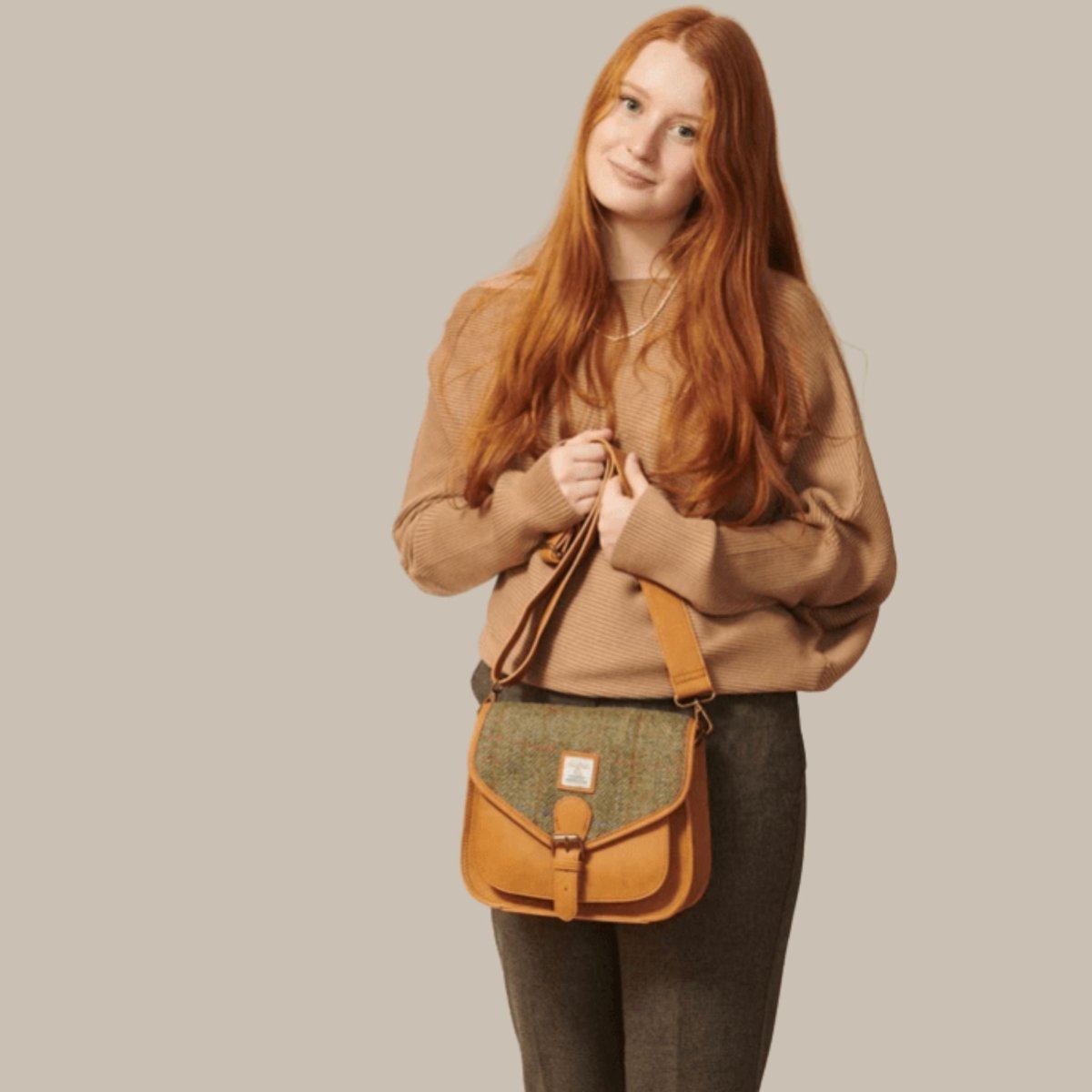 Islander Harris Tweed Saddle Bag 'Navy Over Check'