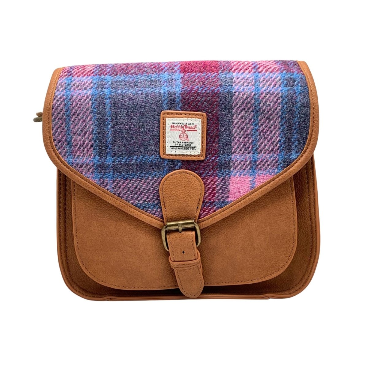 Islander Harris Tweed Saddle Bag 'Pink and Blue Tartan' - The Celtic Gift Store - Handbags