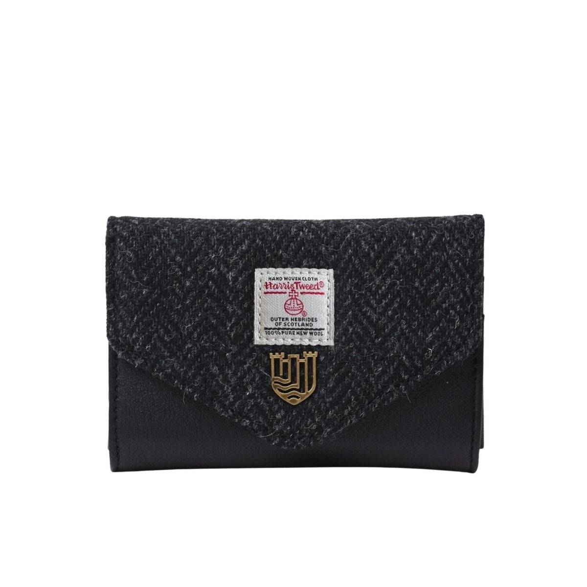 Islander Harris Tweed Small Clasp Clutch Purse 'Black Herringbone'