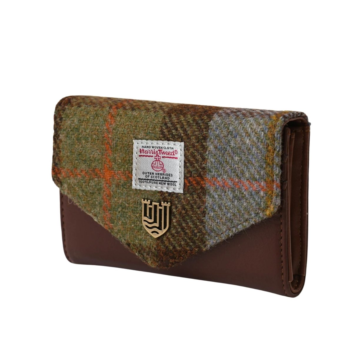 Islander Harris Tweed Small Clasp Clutch Purse 'Chestnut Blue Tartan'