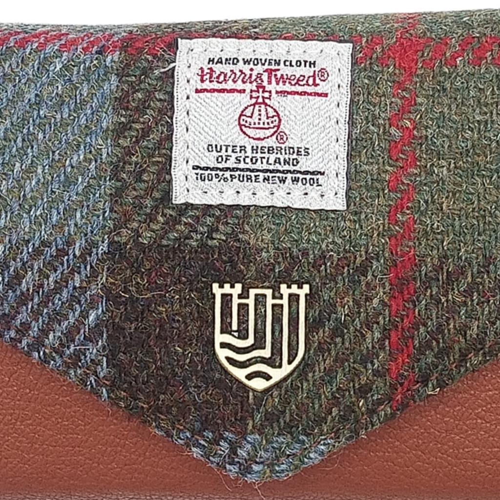 Islander Harris Tweed Small Clasp Clutch Purse 'Chestnut Blue Tartan'