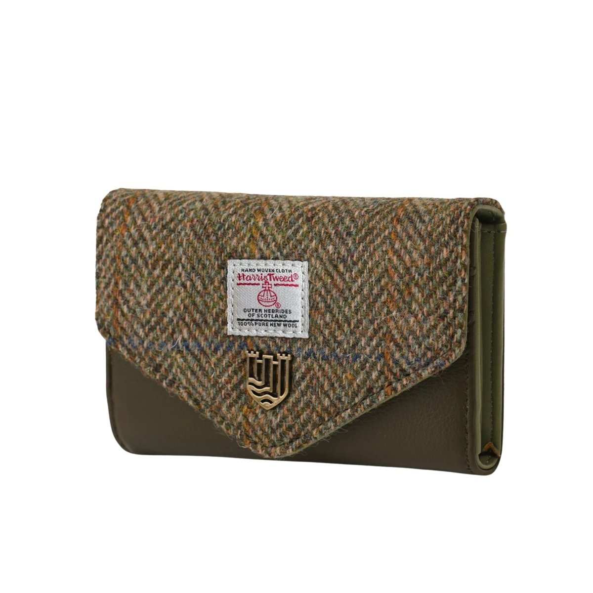 Islander Harris Tweed Small Clasp Clutch Purse 'Chestnut Herringbone'