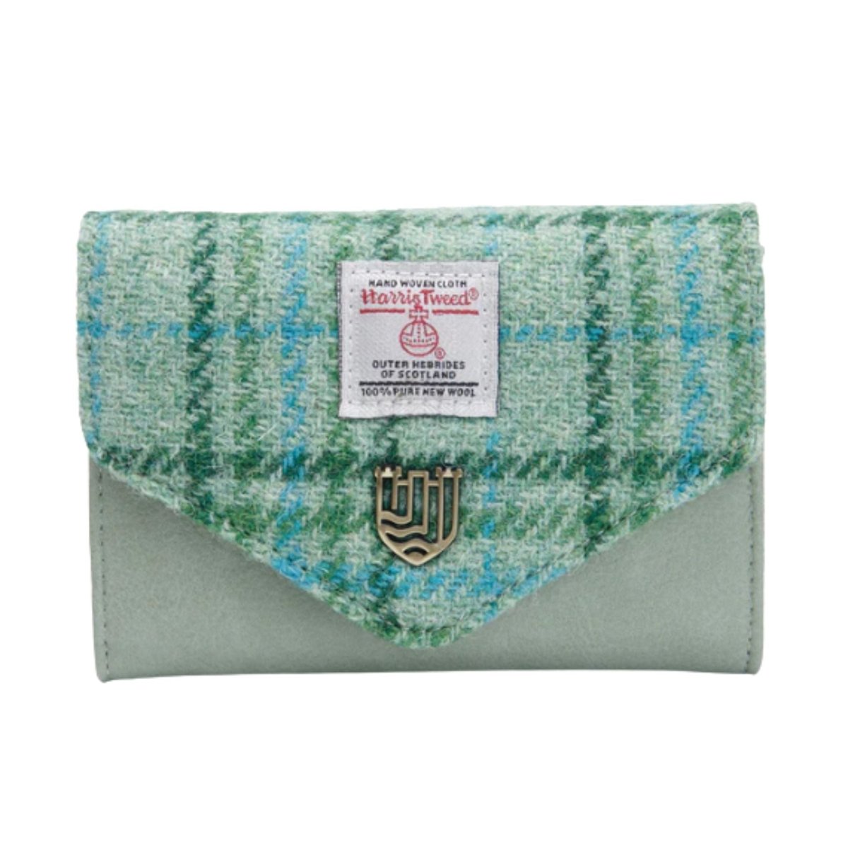 Islander Harris Tweed Small Clasp Clutch Purse 'Mint Tartan'