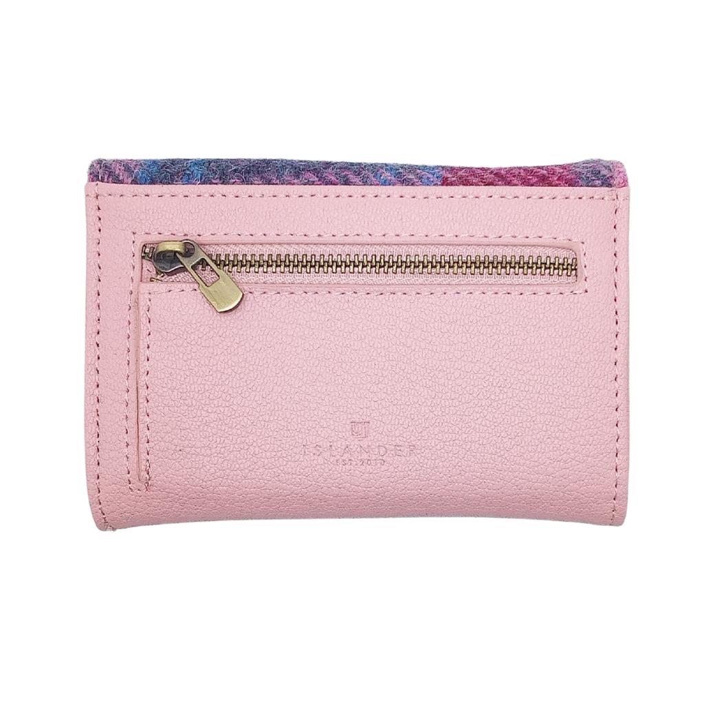 Islander Harris Tweed Small Clasp Clutch Purse 'Pink and Blue Tartan'