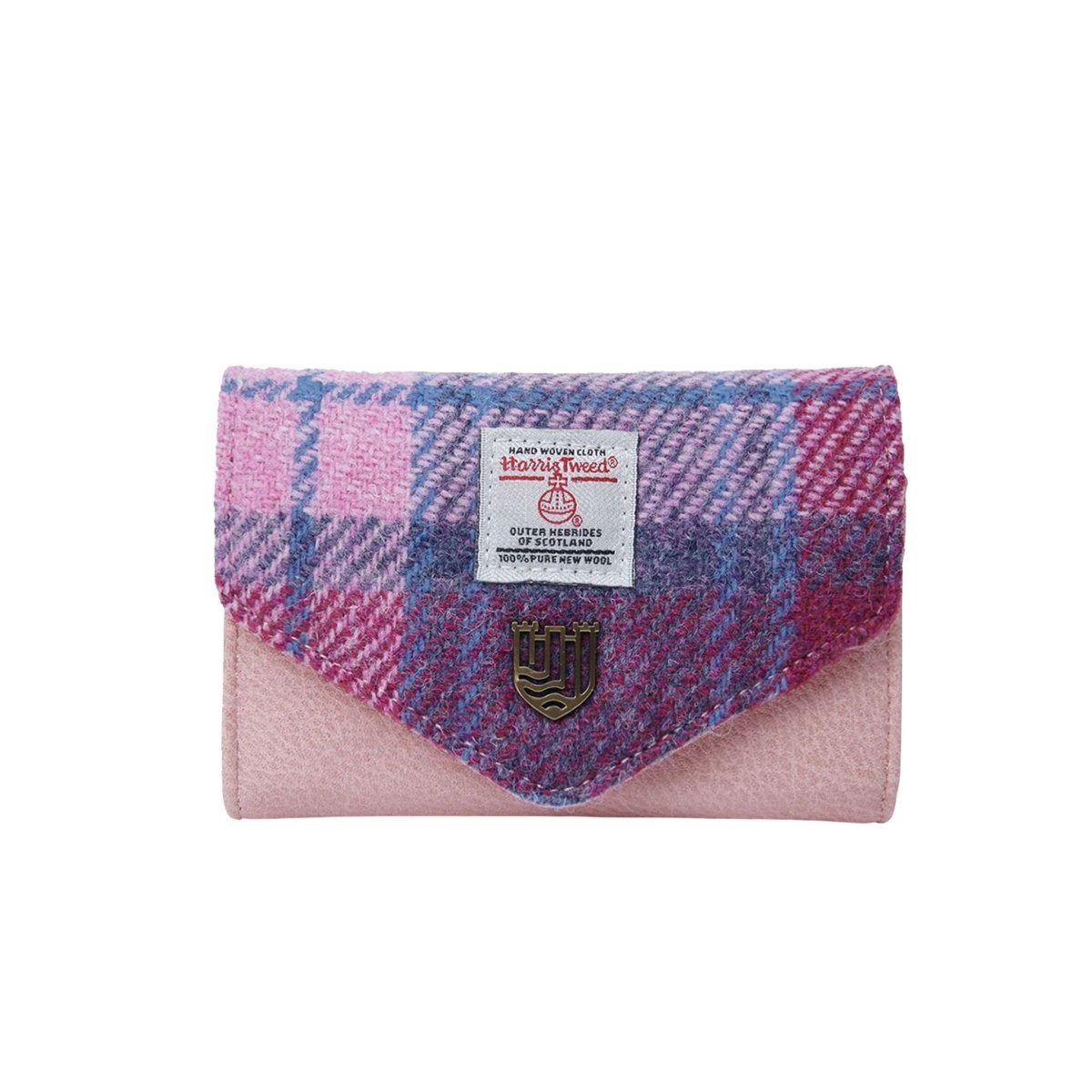 Islander Harris Tweed Small Clasp Clutch Purse 'Pink and Blue Tartan'