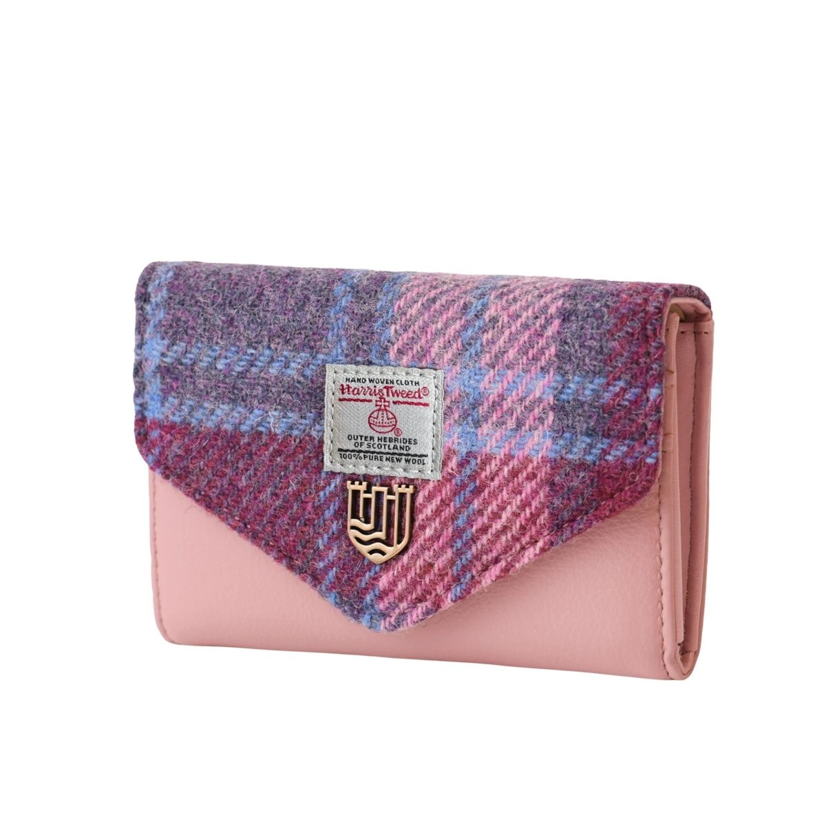 Islander Harris Tweed Small Clasp Clutch Purse 'Pink and Blue Tartan'