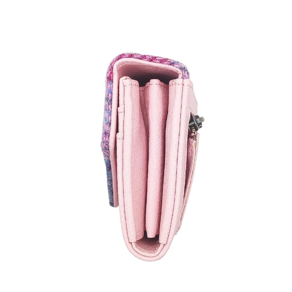 Islander Harris Tweed Small Clasp Clutch Purse 'Pink and Blue Tartan'
