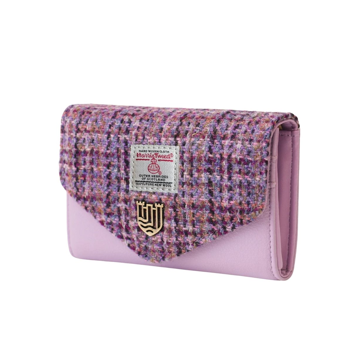 Islander Harris Tweed Small Clasp Clutch Purse 'Violet Mini Dogtooth'