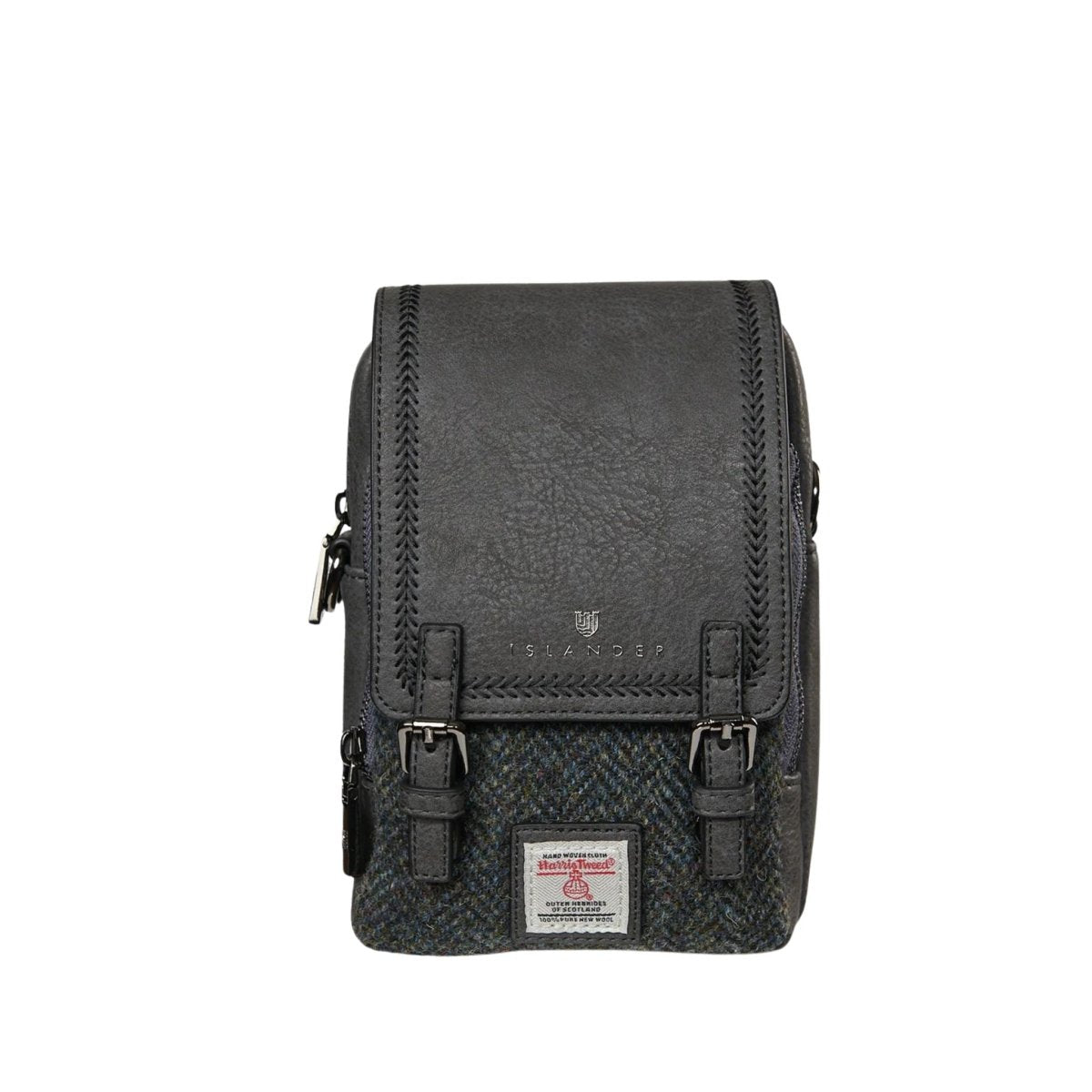 Islander Harris Tweed The Baby Jura Crossbody Bag 'Black and Grey Herringbone'