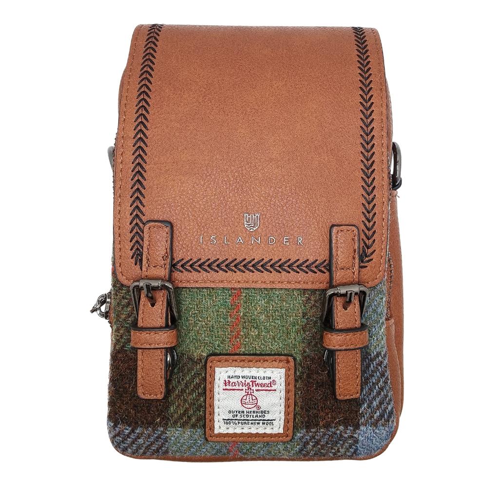 Islander Harris Tweed The Baby Jura Crossbody Bag 'Chestnut Blue Tartan' by Islander - Handbags