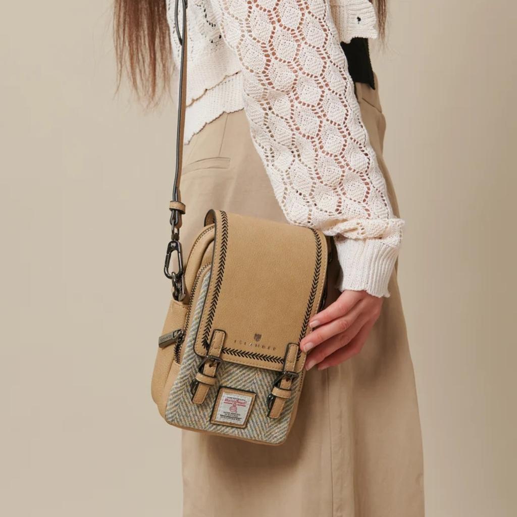 Islander Harris Tweed The Baby Jura Crossbody Bag 'Navy Beige Tartan'