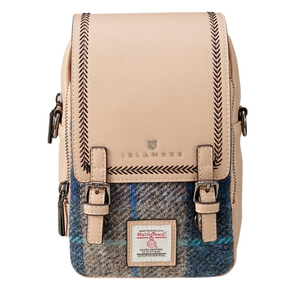 Islander Harris Tweed The Baby Jura Crossbody Bag 'Navy Beige Tartan'