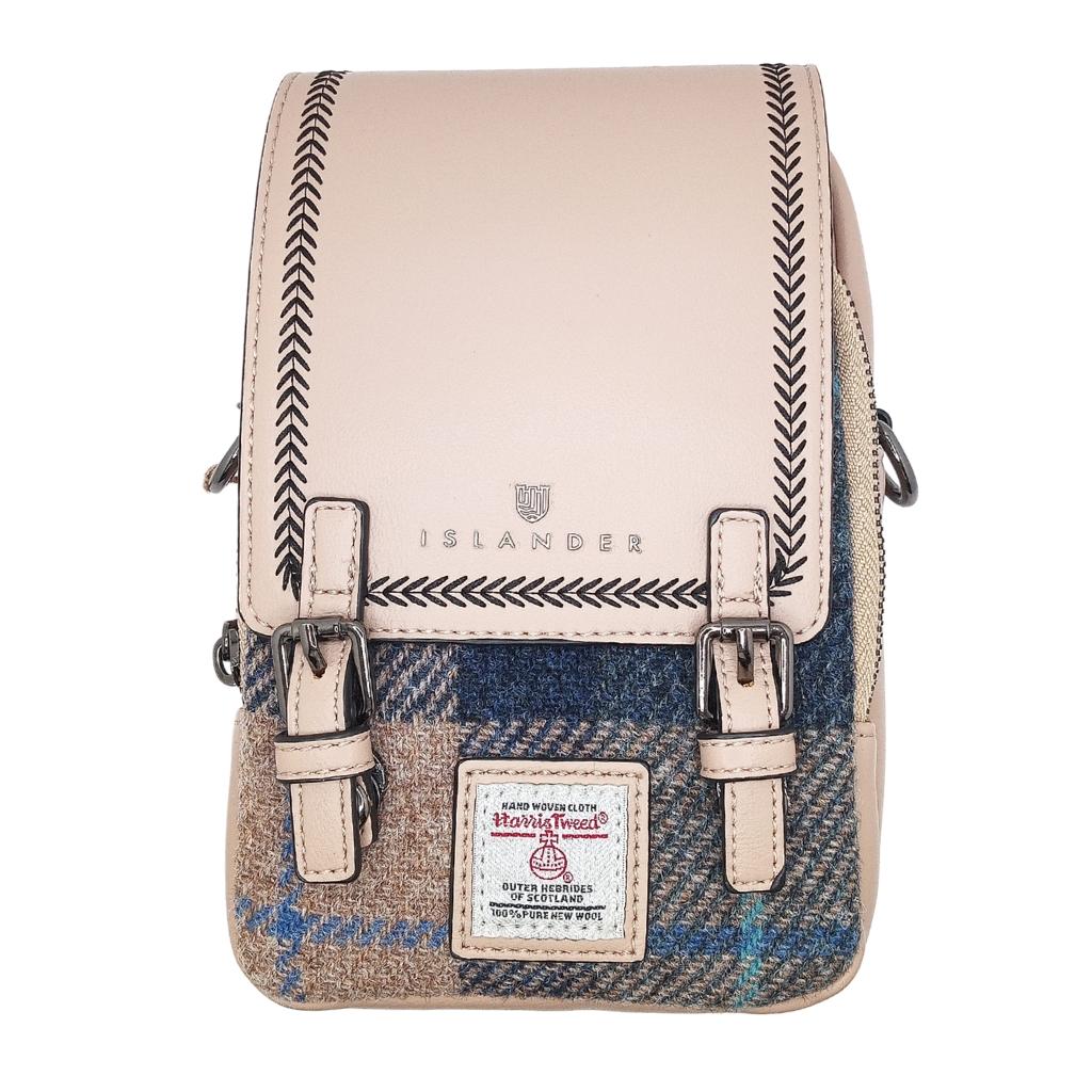 Islander Harris Tweed The Baby Jura Crossbody Bag 'Navy Beige Tartan' by Islander - Handbags
