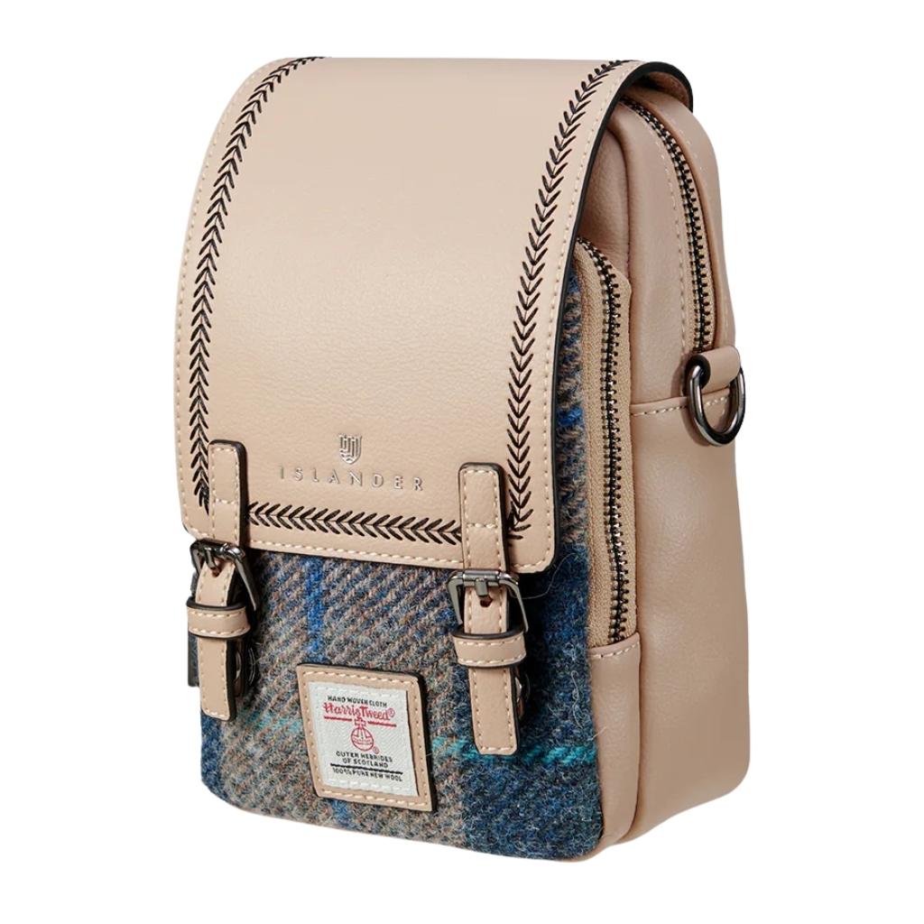 Islander Harris Tweed The Baby Jura Crossbody Bag 'Navy Beige Tartan'