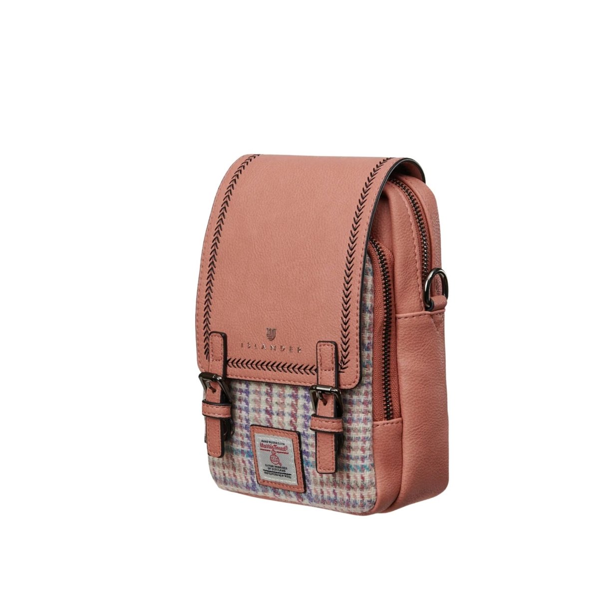 Islander Harris Tweed The Baby Jura Crossbody Bag 'Pink - Purple Mini Dogtooth"