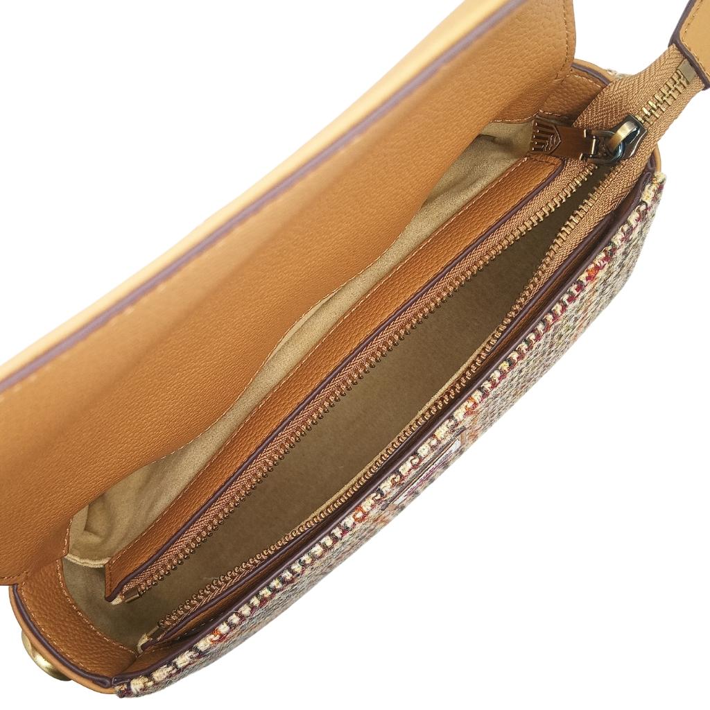 Islander Harris Tweed The Caithness Clutch 'Beige Dogtooth'