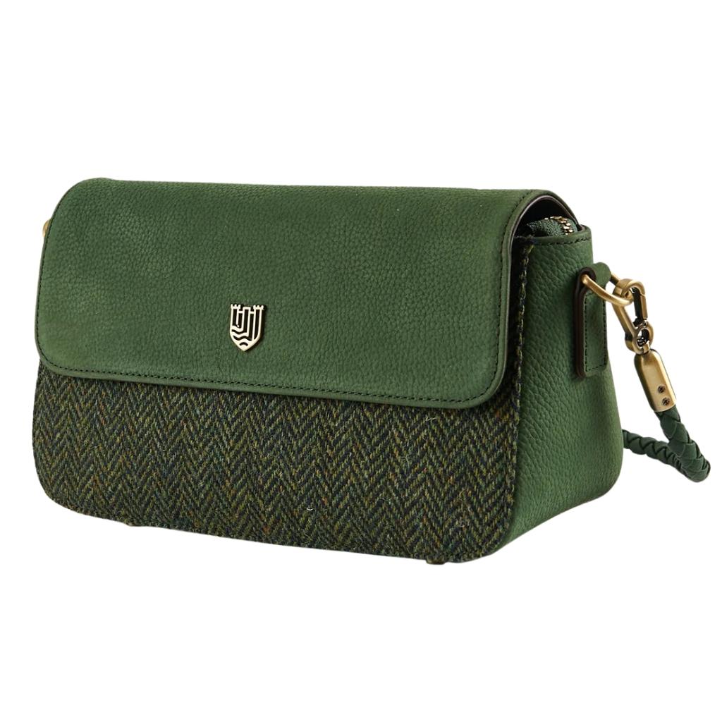 Islander Harris Tweed The Caithness Clutch 'Dark Green Herringbone'