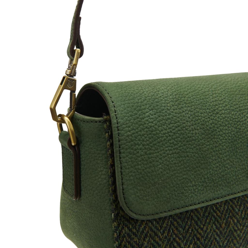 Islander Harris Tweed The Caithness Clutch 'Dark Green Herringbone'
