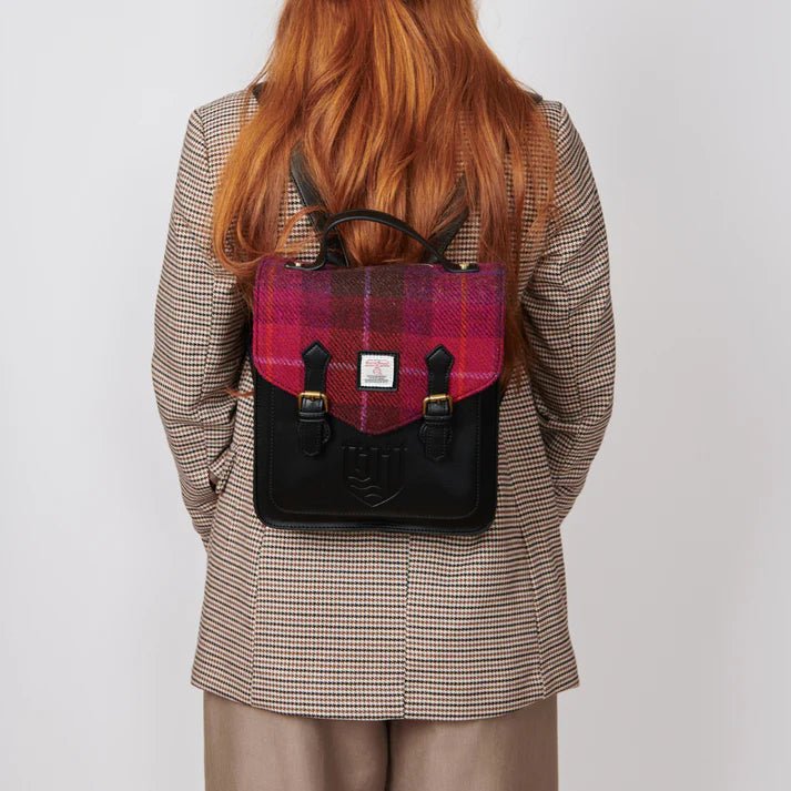 Islander Harris Tweed The Calton Backpack 'Chestnut and Blue Tartan' - The Celtic Gift Store - Handbags