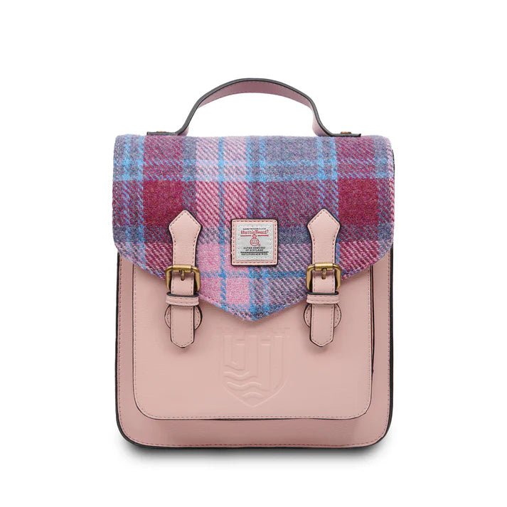 Islander Harris Tweed The Calton Backpack 'Pink and Blue Tartan' - The Celtic Gift Store - Handbags