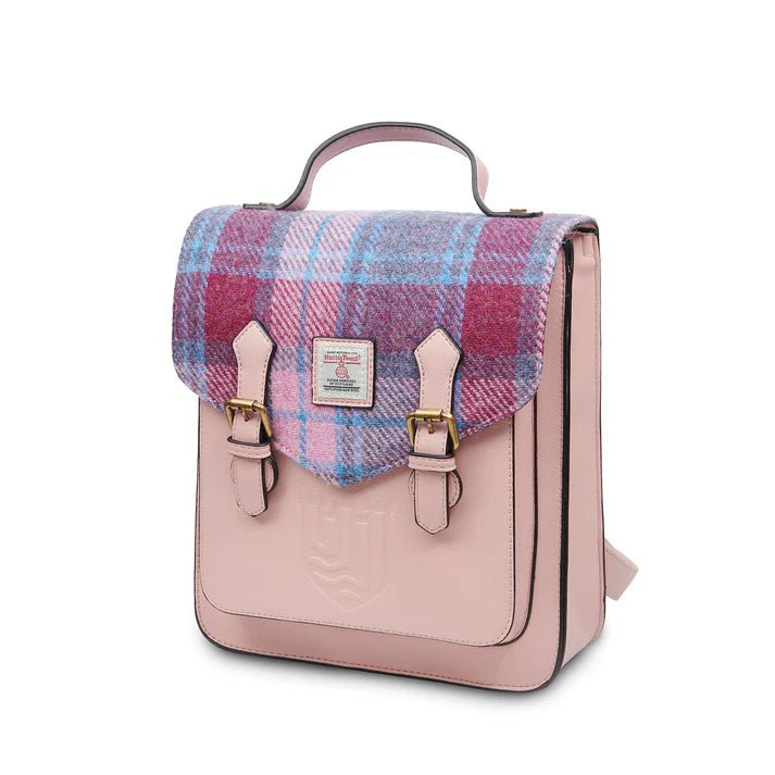 Islander Harris Tweed The Calton Backpack 'Pink and Blue Tartan' - The Celtic Gift Store - Handbags