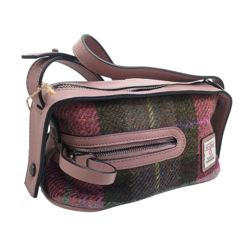 Islander Harris Tweed The Harley Crossbody 'Pink and Green Tartan'