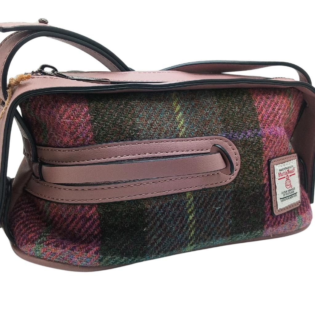 Islander Harris Tweed The Harley Crossbody 'Pink and Green Tartan'