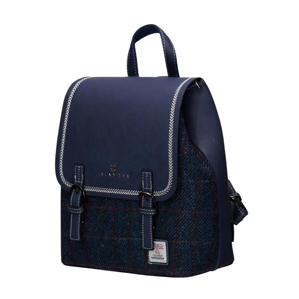 Islander Harris Tweed The Jura Backpack 'Navy Over Check' by Islander - Handbags