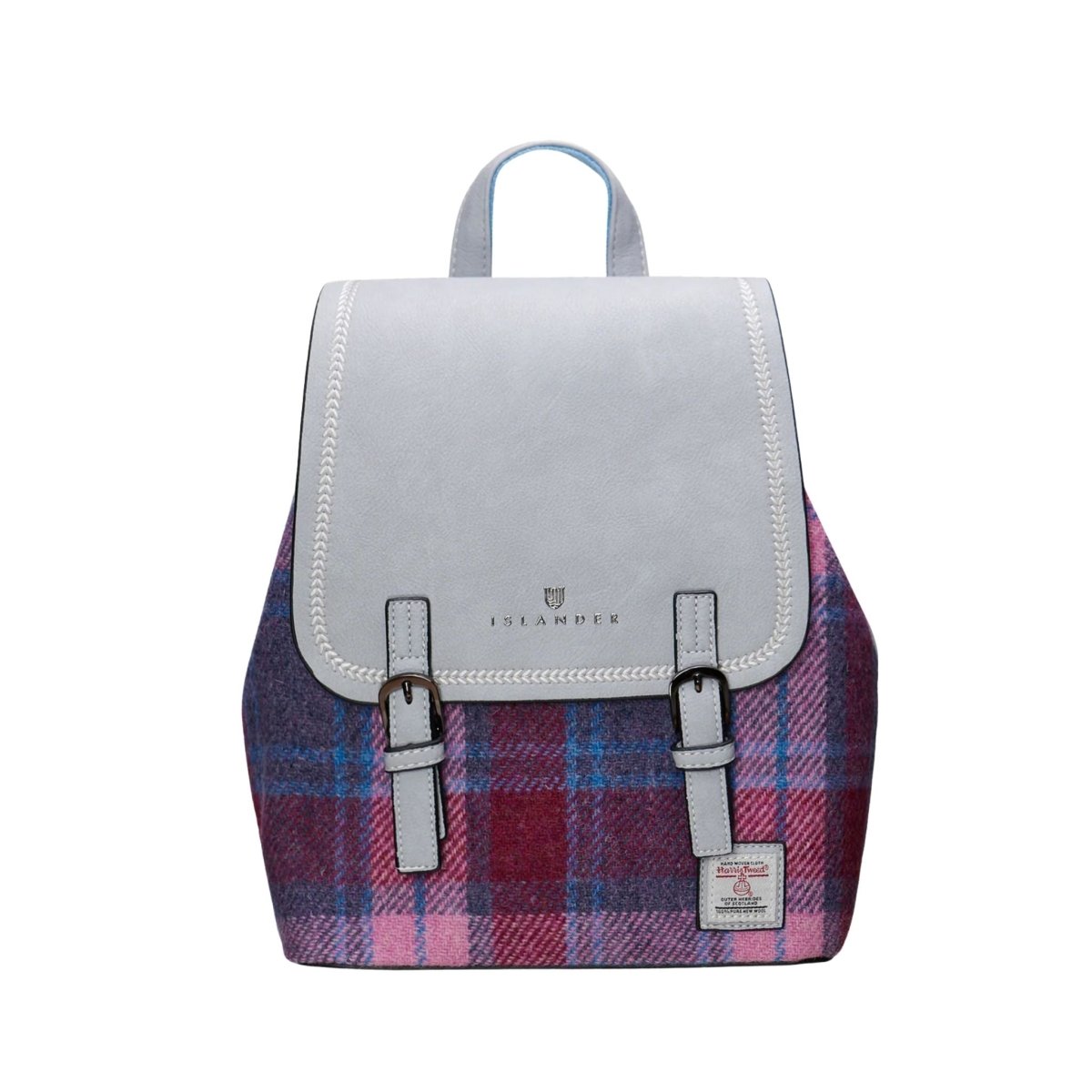 Islander Harris Tweed The Jura Backpack 'Pink and Blue Tartan'