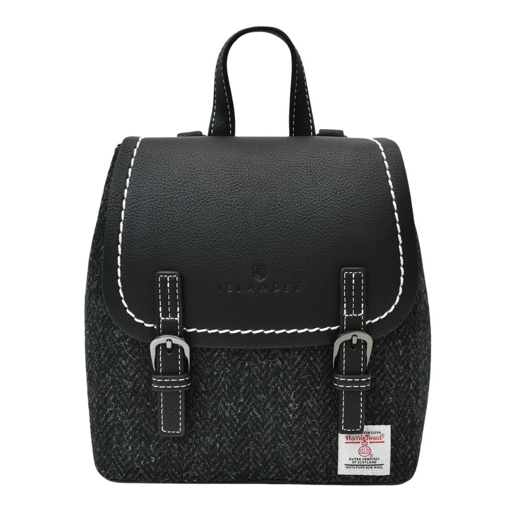 Islander Harris Tweed The Mini Jura Backpack 'Black Herringbone' by Islander - Handbags