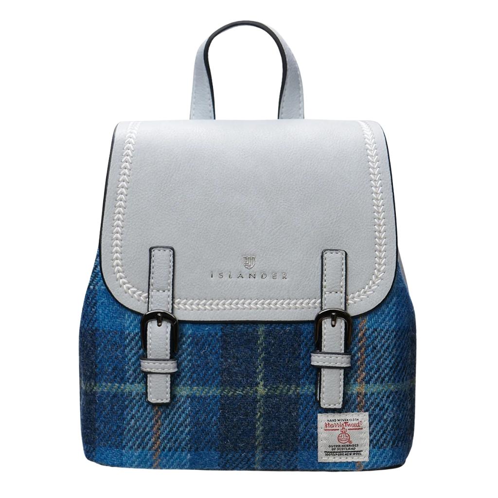 Islander Harris Tweed The Mini Jura Backpack 'Blue Tartan' by Islander - Handbags