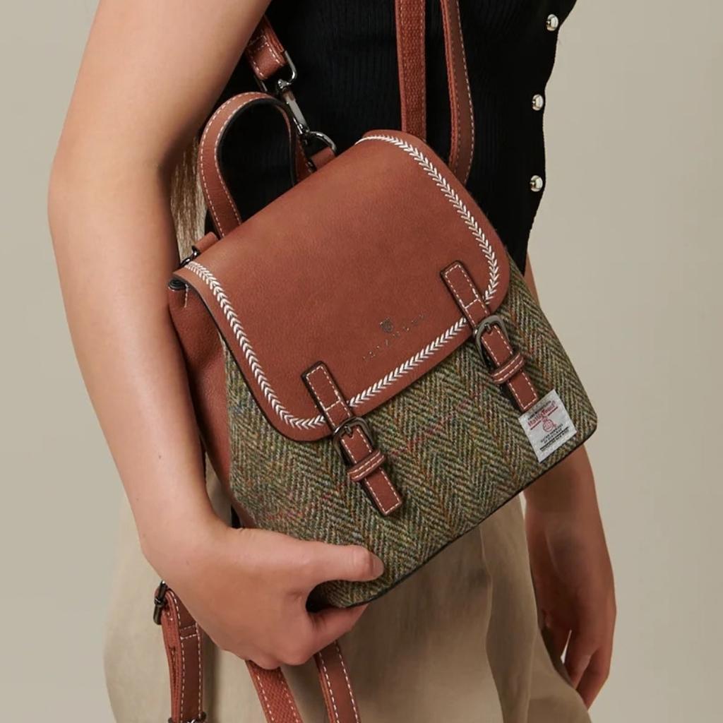 Islander Harris Tweed The Mini Jura Backpack 'Chestnut Herringbone' by Islander - Handbags