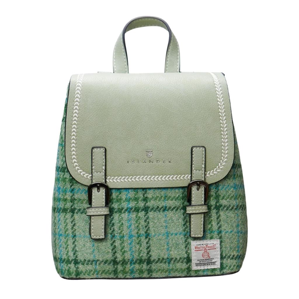 Islander Harris Tweed The Mini Jura Backpack 'Mint Check' by Islander - Handbags