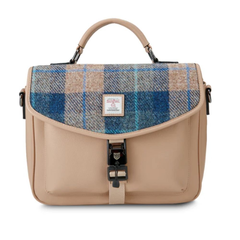 Islander Harris Tweed The Mini Laptop Bag 'Navy Beige Tartan' - The Celtic Gift Store - Handbags
