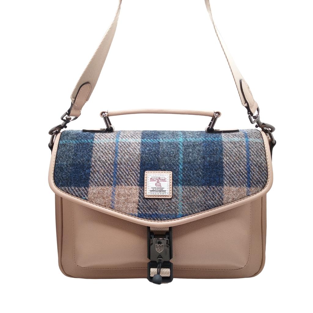 Islander Harris Tweed The Mini Laptop Bag 'Navy Beige Tartan' by Islander - Handbags