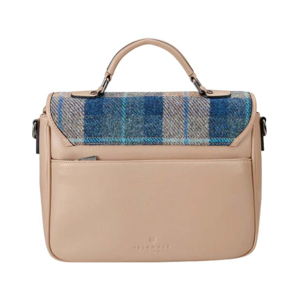 Islander Harris Tweed The Mini Laptop Bag 'Navy Beige Tartan'