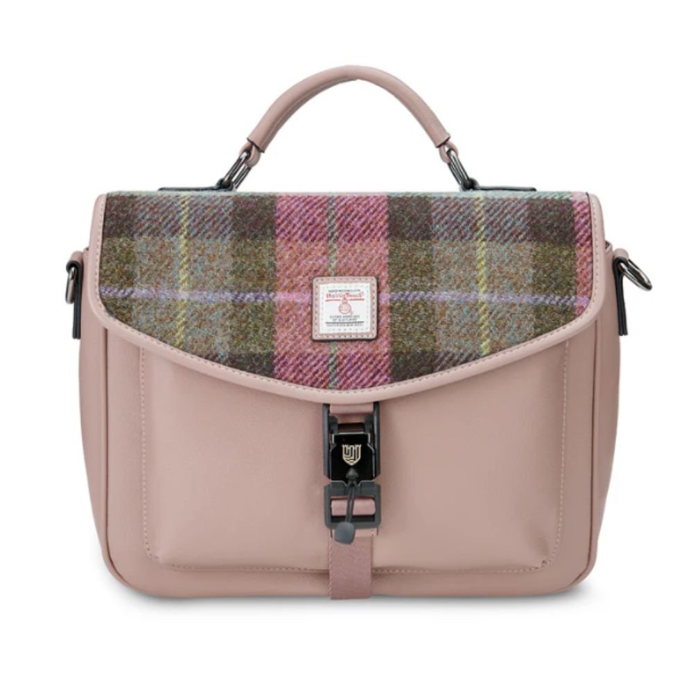 Islander Harris Tweed The Mini Laptop Bag 'Pink and Green Tartan' - The Celtic Gift Store - Handbags