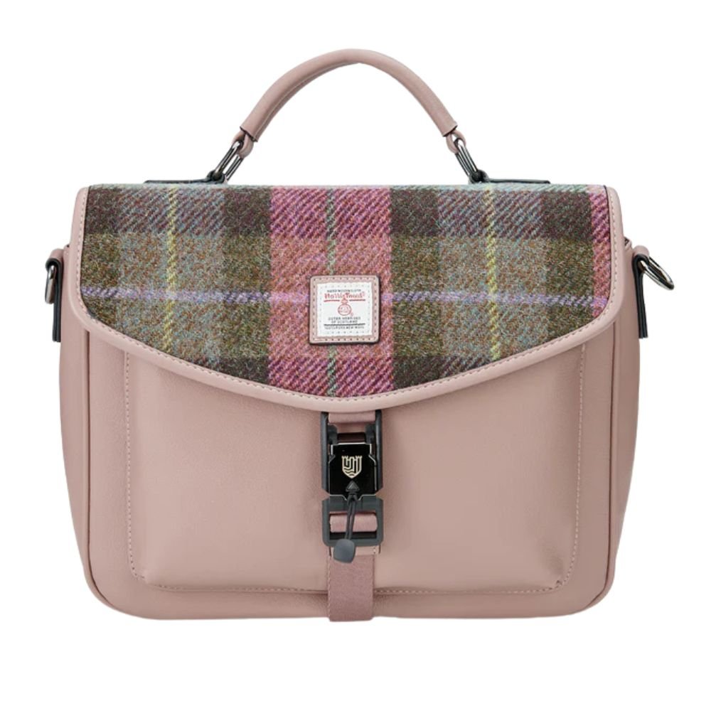 Islander Harris Tweed The Mini Laptop Bag 'Pink and Green Tartan' - The Celtic Gift Store - Handbags