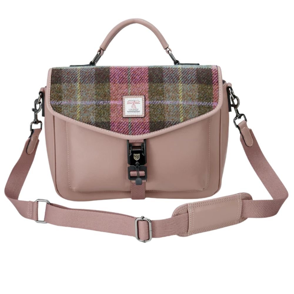 Islander Harris Tweed The Mini Laptop Bag 'Pink and Green Tartan'
