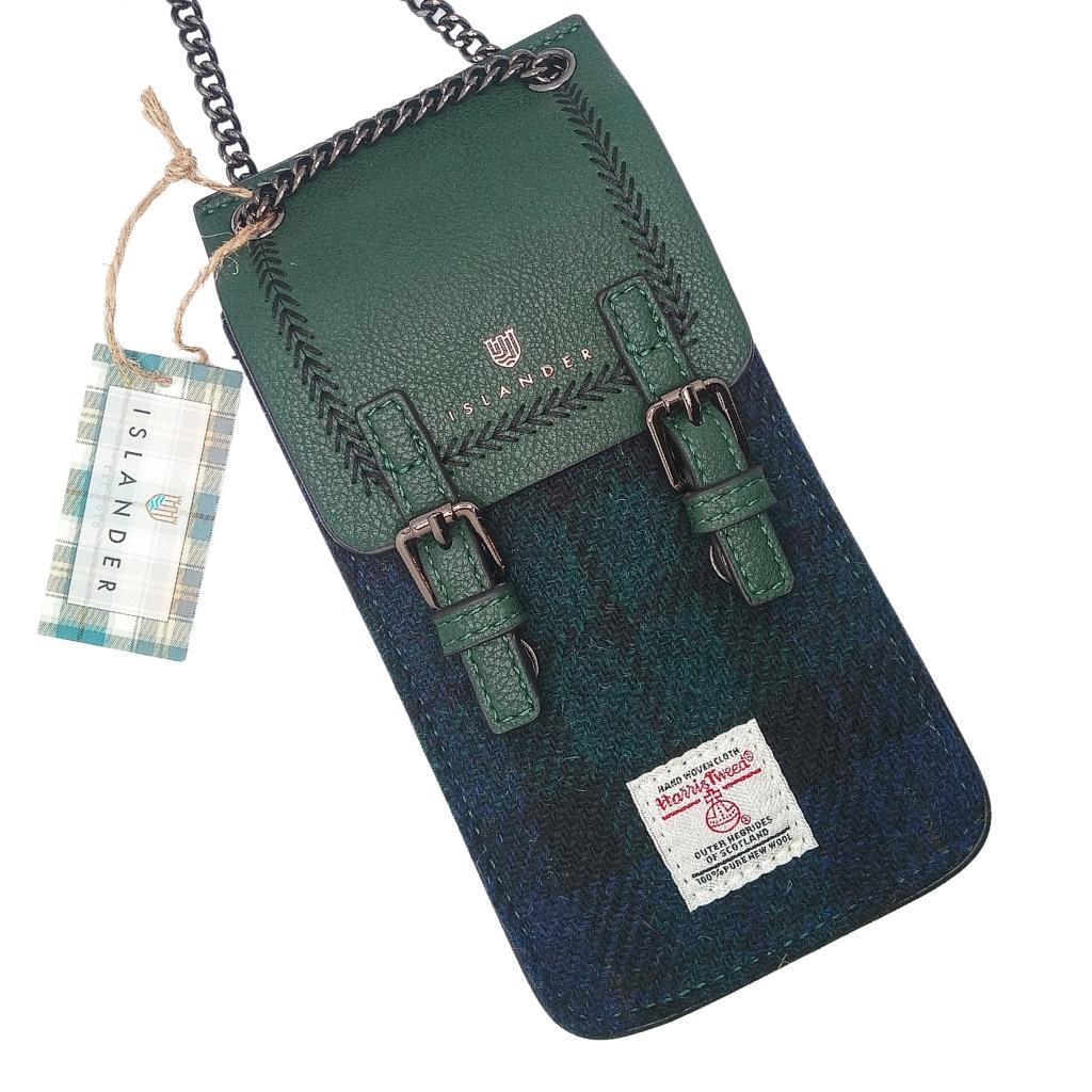 Islander Harris Tweed The Phone Tote 'Black Watch Tartan'