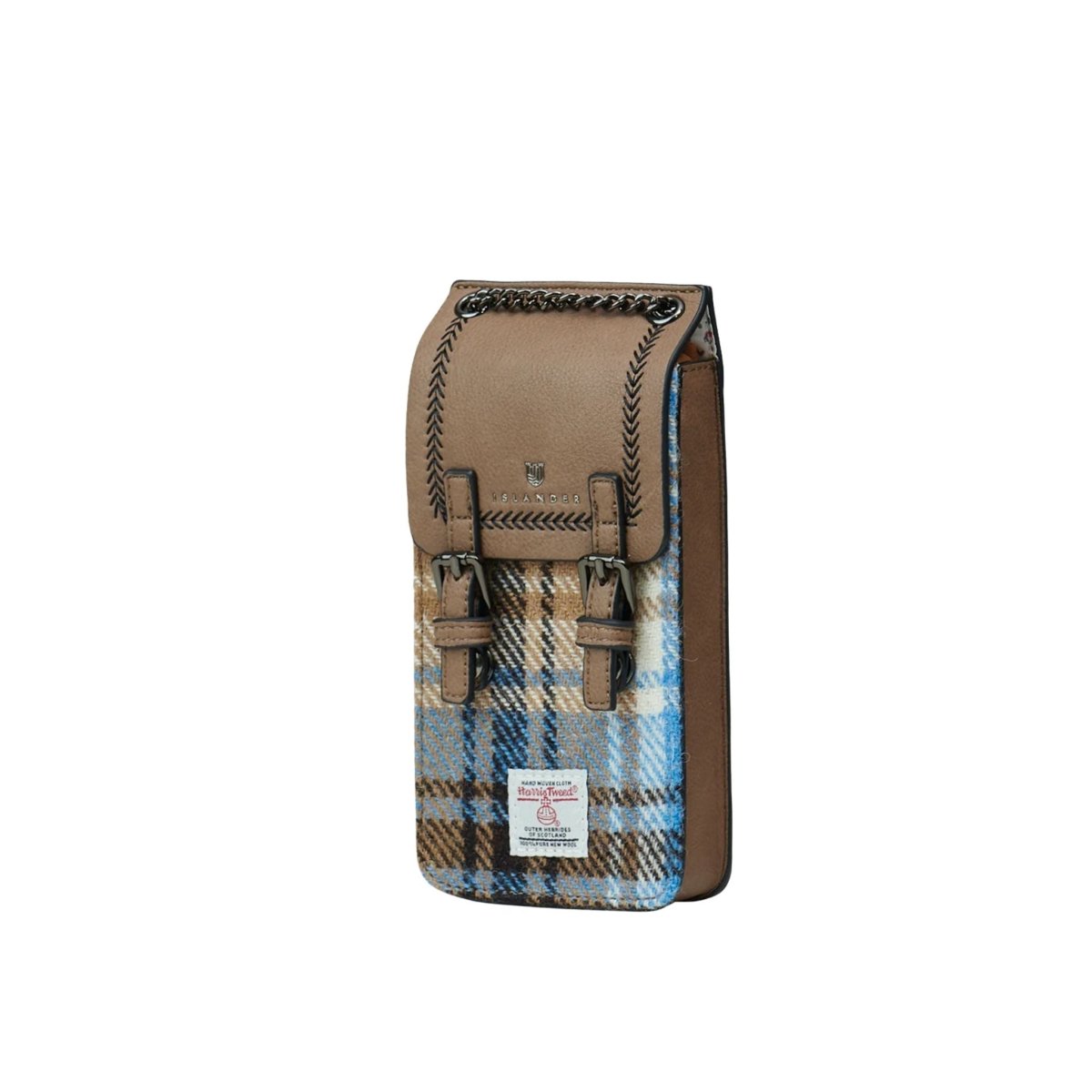 Islander Harris Tweed The Phone Tote 'Blue and Beige Tartan'